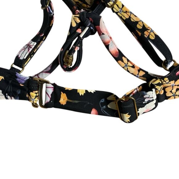 Time And Tru Women's Black Floral Lace Swim Bikini Halter Top - Picture 6 of 7